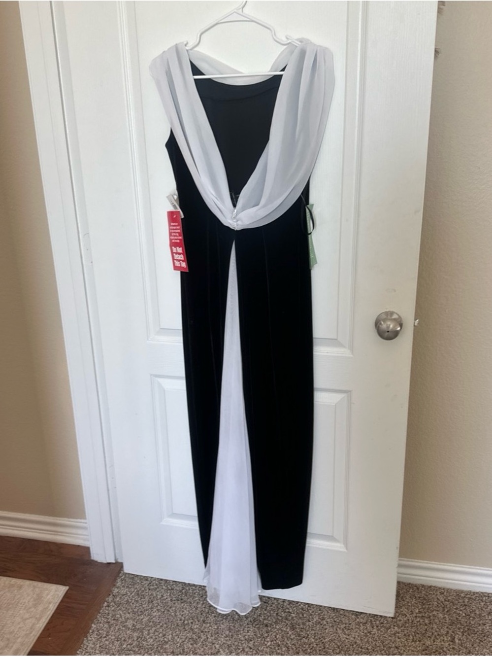 Night Way Collections Black Maxi Dress with White Chiffon Overlay